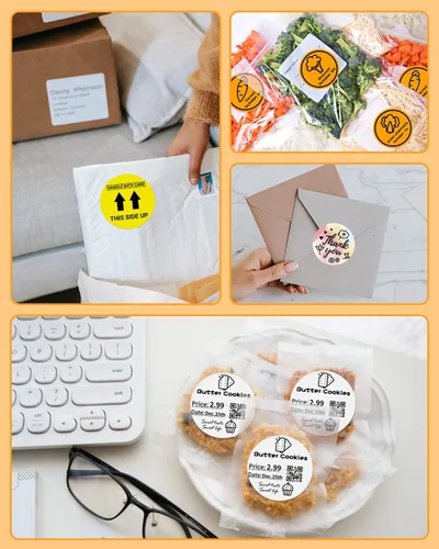 Vista 7 de Memoking 3” Color Circle Thermal Label, Self-Adhesive Round Sticker Label Gradiente