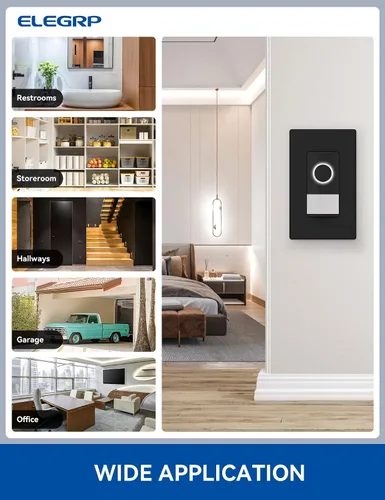 Vista 8 de ELEGRP Interruptor inteligente con sensor de movimiento, interruptor de luz Wi-Fi de 3 vías de 2.4 GHz, compatible con Alexa y Google Assistant