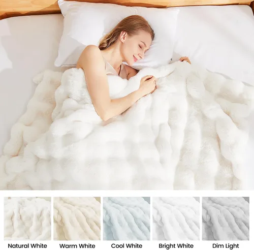 Vista 7 de Latepis Manta de piel sintética de lujo, manta esponjosa para sofá, manta suave y gruesa para cama y sofá, manta de felpa suave y cálida para todas