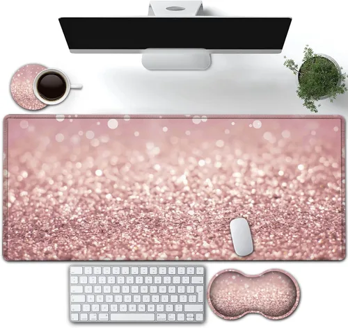 Vista 11 de Alfombrilla de mouse grande para juegos, protector de escritorio impermeable extendido (31.5 x 11.8 pulgadas), ergonómico de espuma viscoelástica