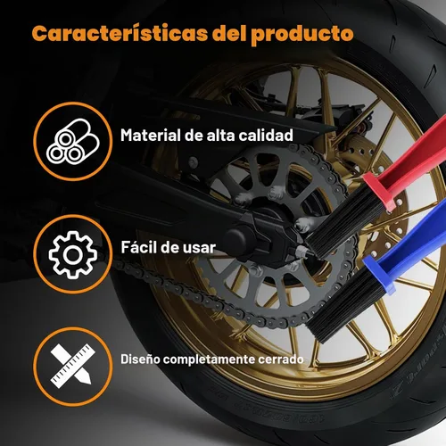 Vista 4 de Ziciner 2 piezas cepillo para cadena de bicicleta o motocicleta, cepillos limpiadores de engranajes de cadena de motocicleta, herramienta universal