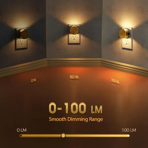 Vista 2 de Briignite Luces nocturnas que se enchufan a la pared con sensor de anochecer a amanecer [Paquete de 2] Brillo ajustable, 3000 K blanco suave, luz