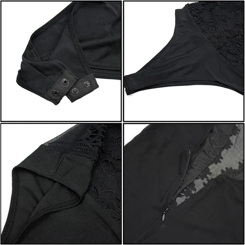 Vista 5 de RARITYUS Women Sexy Lace Swimsuit Bodysuit Jumpsuit See Through Mesh SleevelessLong Sleeve Tops for Party Outfit