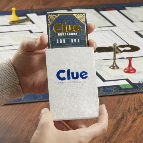 Vista 5 de Hasbro Gaming Clue Board Game Signature Collection, embalaje y componentes premium, juegos familiares para niños y adultos, juegos misteriosos