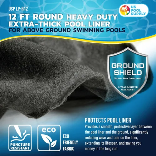 Vista 2 de U.S. Pool Supply Ground Shield - Almohadilla para revestimiento de piscina redonda de 12 pies de servicio pesado para piscinas sobre el suelo