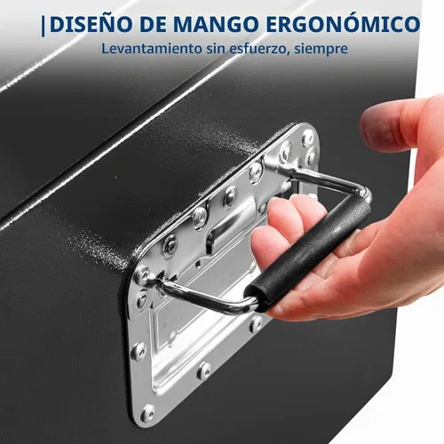 Vista 4 de Garvee Caja de herramientas de acero para camiones, resistente, con dos tapas, candado y resistente a la intemperie, ideal para camioneta, cama