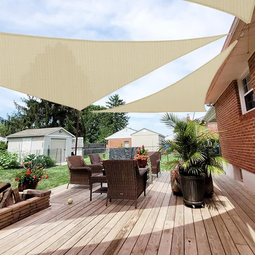 Vista 13 de Patio Paradise Vela de Sombra Triangular de 2' x 2' x 2' Toldo Parasol Tela de Sombra Bloqueo de Luz Solar Cubierta de Pérgola Patio HDPE Toldo