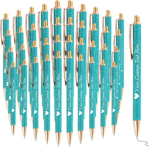 Vista 20 de Bolígrafos con purpurina personalizados con nombre, bolígrafos bonitos y bonitos personalizados, bolígrafos retráctiles de tinta negra, suministros