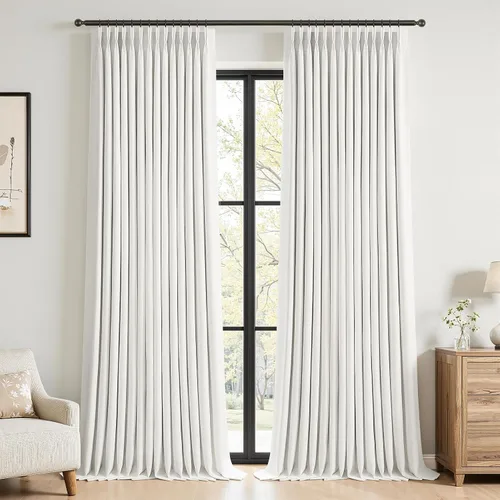 Vista 19 de Topfinel - Cortinas opacas plisadas de 96 pulgadas para dormitorio, 2 paneles Natural