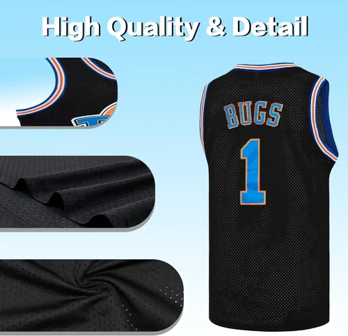 Vista 2 de Camiseta de baloncesto para hombre #10 Lola#1 Bugs Halloween Costumes Space 90S camiseta de película blancorojonegro XS-XXL