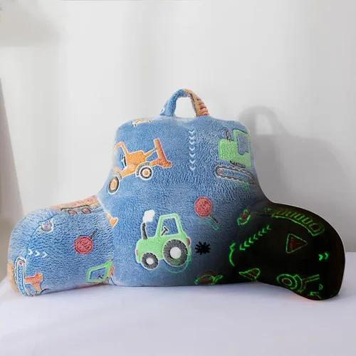 Vista 15 de Aimuan - Almohada de lectura que brilla en la oscuridad, almohada de descanso para la cama en forma de cuña para niños, almohada de respaldo que