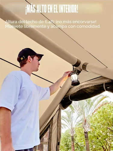 Vista 5 de Carpas inflables para acampar - Tienda de glamping fácil de inflar con bomba manual, tienda inflable de aire de PVC impermeable para acampar