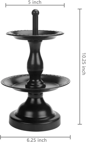 Vista 5 de MyGift Organizador de almacenamiento de aretes, árbol de joyería de metal, collar y colgante de pulsera, con bandeja de anillos de madera, soporte