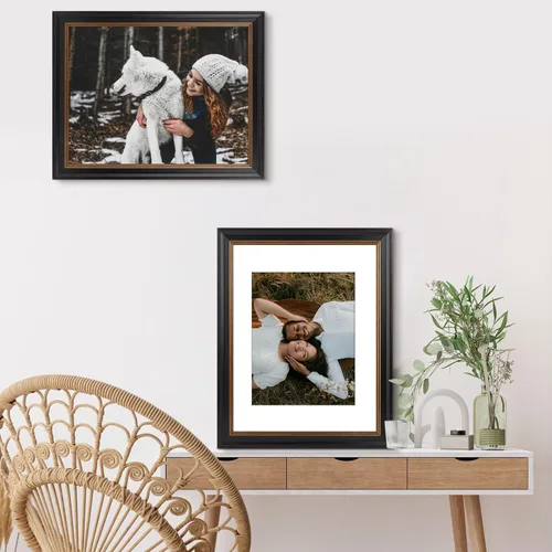 Vista 6 de Golden State Art, Marco de fotos negro de 11 x 14 pulgadas con borde burdeos y dorado, tapete blanco para fotos o fotos de 8 x 10 pulgadas y cristal