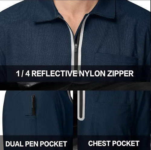 Vista 5 de MOHEEN Men's Zipper Polo Shirt Quick Dry Performance Short Sleeve Athletic Casual Collared Golf Shirts for Men with Pocket