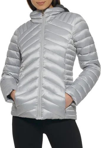 Vista 4 de GUESS Chaqueta ligera y plegable para mujer, acolchada de transición