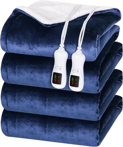 Vista 9 de Manta térmica eléctrica, calentador de manta lavable para el hogar para adultos, calentamiento rápido, franela suave súper acogedora de 50 x 60