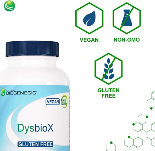 Vista 4 de Nutra Biogenesis DysbioX, pastillas de té verde, 60 cápsulas veganas