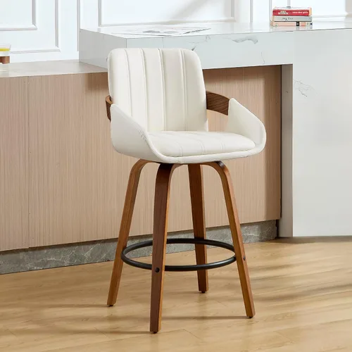 Vista 21 de VipDesk - Taburetes de bar giratorios, taburetes de bar de 26" de altura de mostrador con respaldo y brazos, sillas de bar tapizadas modernas