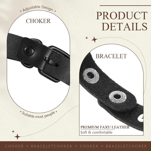 Vista 3 de Cunno Juego de 13 pulseras de collar gótico de estilo steampunk para Halloween, estilo steampunk, collar gótico, gargantilla para mujer, ajustable
