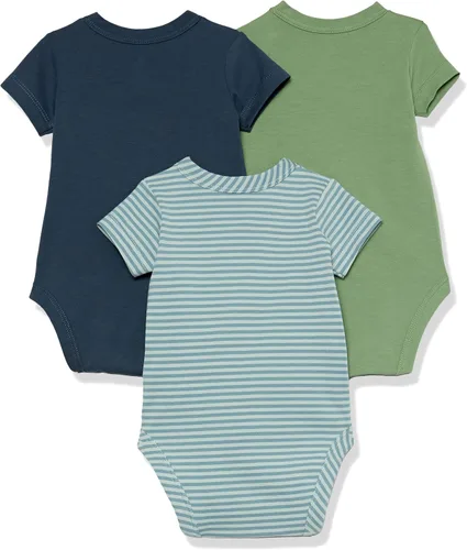 Vista 2 de Tienda Essentials Unisex Babies' Cotton Short-Sleeve Side Snap Bodysuit (Previously Tienda Aware), Pack of 3