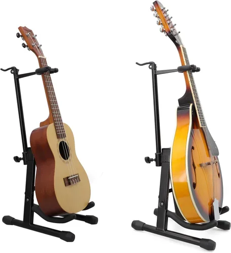 Vista 3 de Rayzm Soporte para violín con soporte para arco, trípode plegable portátil ajustable para violín/ukelele/mandolina, fácil instalación