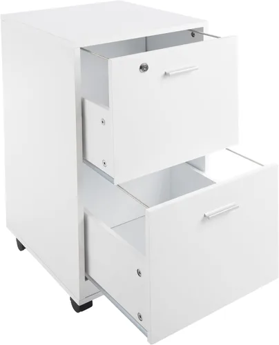 Vista 8 de Lavish Home - Archivador de 2 cajones con cerradura y cajón profundo, archivador rodante para debajo del escritorio, hogar u oficina (blanco)