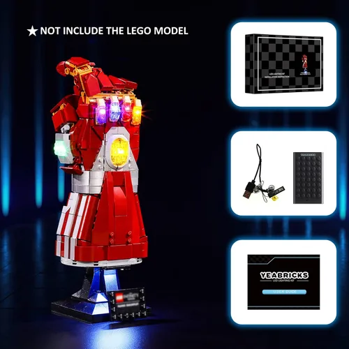 Vista 5 de YEABRICKS Luz LED para Lego 76223 Marvel Nano Gauntlet Modelo de bloques de construcción (juego de Lego no incluido)