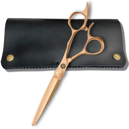 Vista 8 de Saki Gold - Juego profesional de tijeras para el cabello, juego de 6 pulgadas, incluye tijeras doradas para el cabello, tijeras para adelgazar