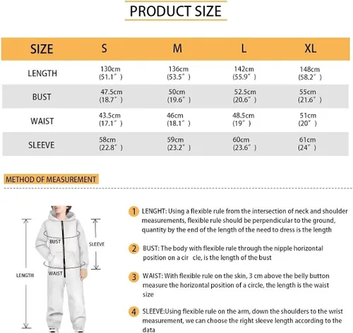 Vista 7 de AFPANQZ Unisex Kids Hooded Jumpsuit Full Zipper Hooded Jumpsuit One Piece Onesie Long Sleeves Jumpsuit Tracksuit