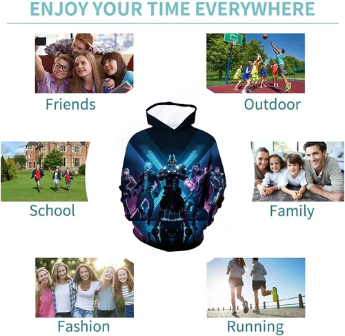 Vista 4 de DIALFA Sudaderas con capucha de moda para niños y niñas, sudaderas con estampado 3D de dibujos animados