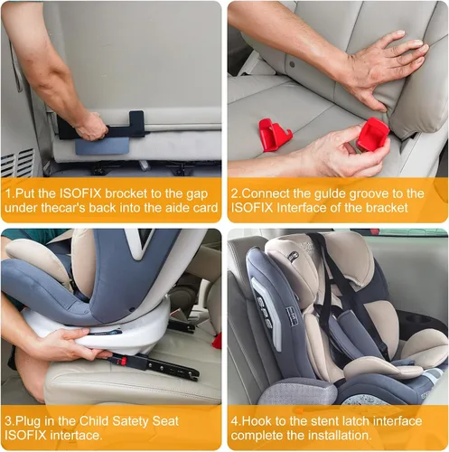 Vista 5 de ISOFIX Soporte Universal de Montaje para Asiento de Automóvil, Kit de Anclaje de Seguridad para Asiento de Niño, Soporte de Interfaz de Cierre