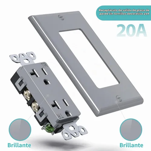 Vista 2 de WEBANG Toma de pared decorativa de 20 amperios y 125 V, receptáculo dúplex resistente a manipulaciones para uso residencial y comercial, placa