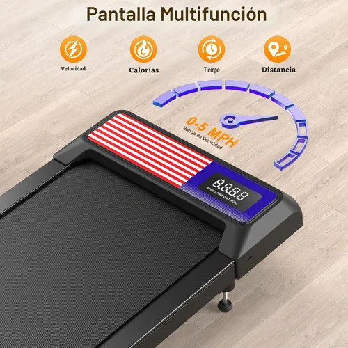 Vista 3 de Under Desk Treadmill with Incline and Handlebar Compact Treadmill，Perfect for Running, Walking & Under-Desk Use，Quiet Operation for Home or Office