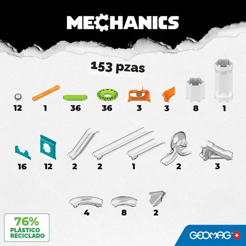 Vista 3 de Geomag Gravity Classic Mechanics - Juguetes magnéticos para niños a partir de 8 años, 153 imanes educativos STEM para niños, bloques magnéticos