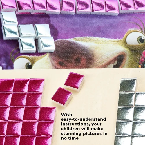 Vista 3 de ALEXES Kits de arte de calcomanías de mosaico para niños, mosaico de números adhesivos, mosaicos adhesivos para niños, póster adhesivo de mosaico
