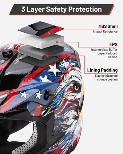 Vista 5 de Youth Dirt Bike Helmet for Boys & Girls with Goggles & Gloves for 8-18 Years Old, DOT Certified Kid ATV Helmet Motocross Off Road