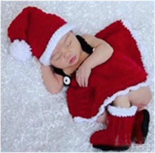 Vista 2 de Zeroest Accesorios de fotografía para bebé, trajes de Navidad, para recién nacido, niño, niña, sesión de fotos, disfraz, ganchillo, sombreros