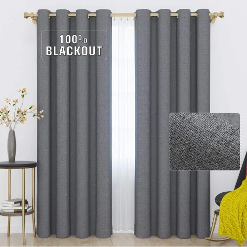 Vista 10 de Cortinas opacas con aspecto de lino de 84 pulgadas de largo, 100% absolutamente opacas, con aislamiento térmico, ahorro de energía, con textura, 2