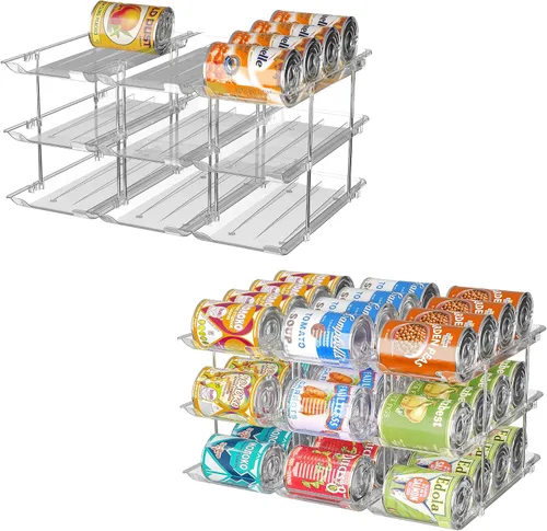 Vista 7 de Organizador de latas para despensa, 3 juegos de 4 niveles, organizador de almacenamiento de latas, organizador de latas de soda para refrigerador