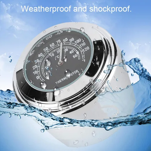 Vista 2 de Termómetro de reloj para manillar de 1 pulgada 7/8 pulgadas ‑20 ℃ ‑ 122.0 °F Dial de medición resistente a la intemperie para montaje de motocicleta