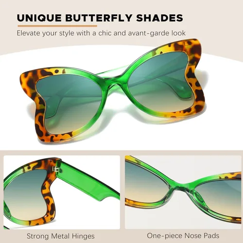 Vista 5 de Chicid Lentes de sol de gran tamaño para mujer, diseño de mariposa de moda, con marco grande, protección UV400