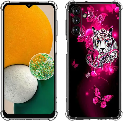 Vista 34 de Samsung Galaxy A14 5G - Funda para teléfono celular, diseño de flores de mariposa azul, a prueba de golpes, TPU con bordes elevados, compatible