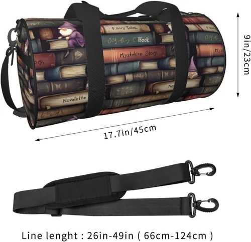 Vista 2 de Large Duffle Bag for Travel - Retro Books 1 Print Gym Bag for Women Men, Travel Foldable Bags for Women Men with Zippered Multiple Pockets