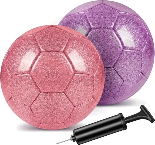 Vista 8 de 2 pelotas de fútbol con purpurina plateada con bomba y aguja, kit de pelota de fútbol para regreso a la escuela, regalos de cumpleaños, pelota