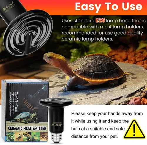 Vista 5 de DaToo Lámpara de calor de reptil de cerámica de 150 W, emisor de calor de cerámica, E26, sin luz, bombilla de calor nocturna para reptiles