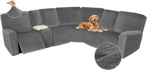 Vista 21 de Arfntevss Fundas de sofá seccional reclinable de terciopelo, Funda de sofá seccional de esquina para sofá reclinable, Funda elástica suave