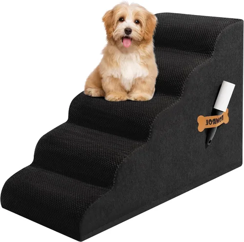 Vista 9 de Escaleras para perros Romrol, rampa para camas y sofás, escalones extra anchos para mascotas con cubierta duradera impermeable y antideslizante