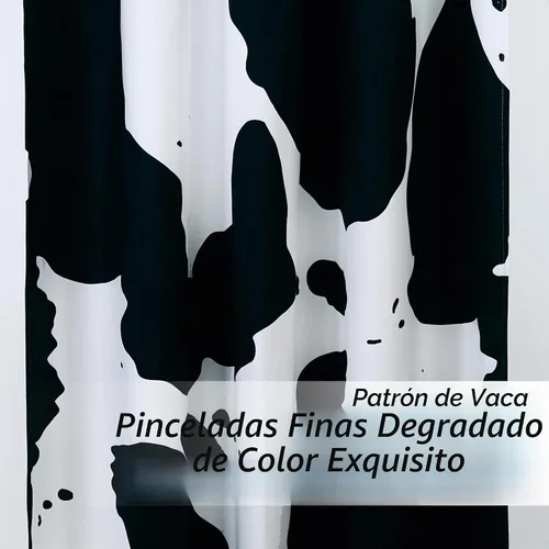 Vista 8 de Tritard Cortinas de oscurecimiento de habitación con estampado de vaca, 2 paneles con ojales, diseño de animales occidentales, color blanco y negro