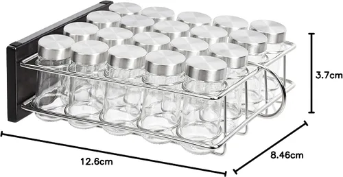 Vista 6 de Amazon Basics Estante organizador de especias de 20 frascos, color plateado